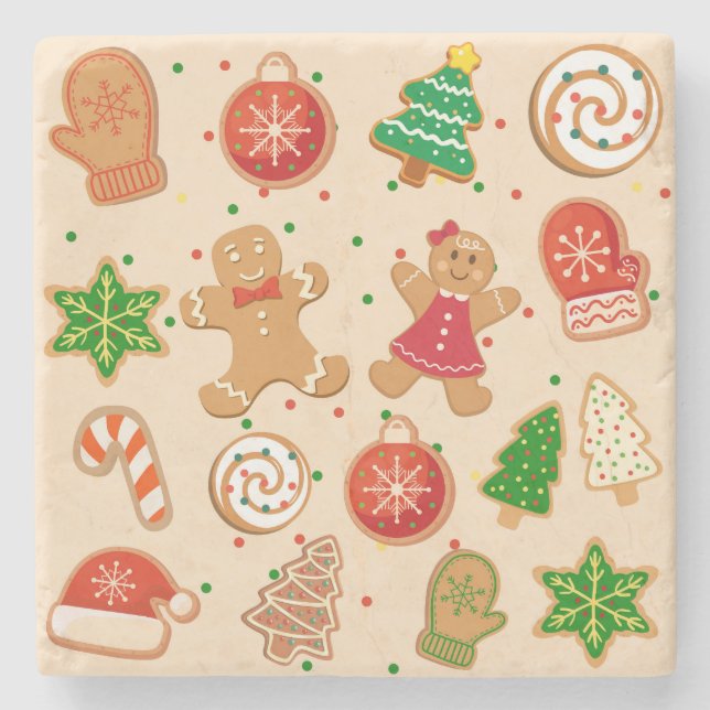  Christmas Cookies Stone Coaster (Front)