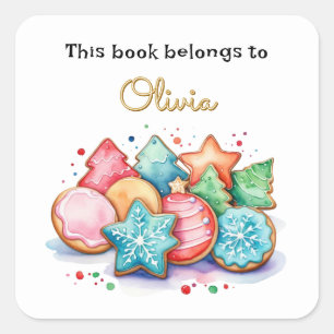 Christmas Cookies This Book Belongs To Custom Name Square Sticker