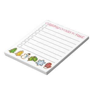 Christmas Cookies To Make Grocery List To Do Notepad
