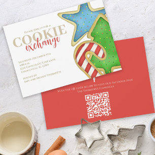 Christmas Cookies Whimsical Fun QR Code Facebook Invitation