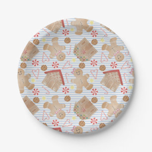 Christmas Cookies with Blue Stripe Paper Plates