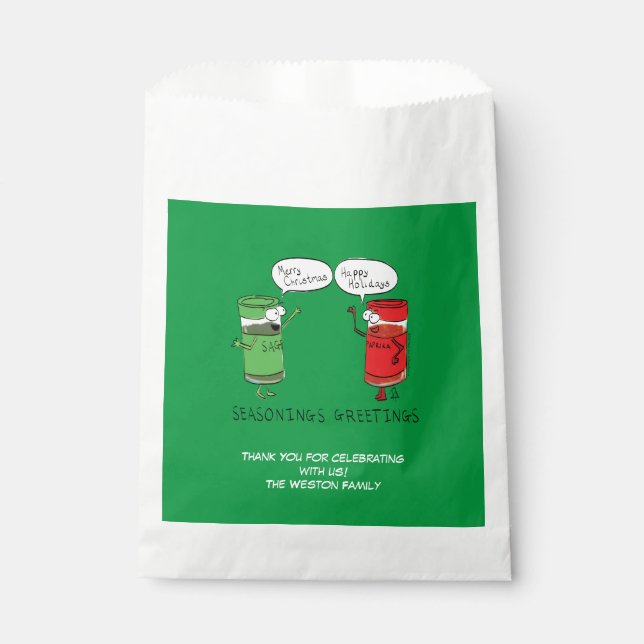 Christmas Cooking Funny Chef Spices Favour Bags (Front)