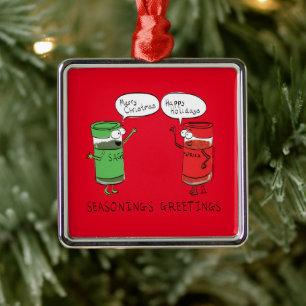 Christmas Cooking Funny Chef Spices Metal Tree Decoration