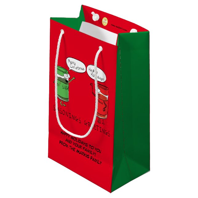 Christmas Cooking Funny Chef Spices Small Gift Bag (Front Angled)