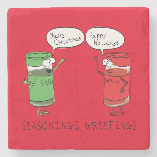 Christmas Cooking Funny Chef Spices Stone Coaster (Front)