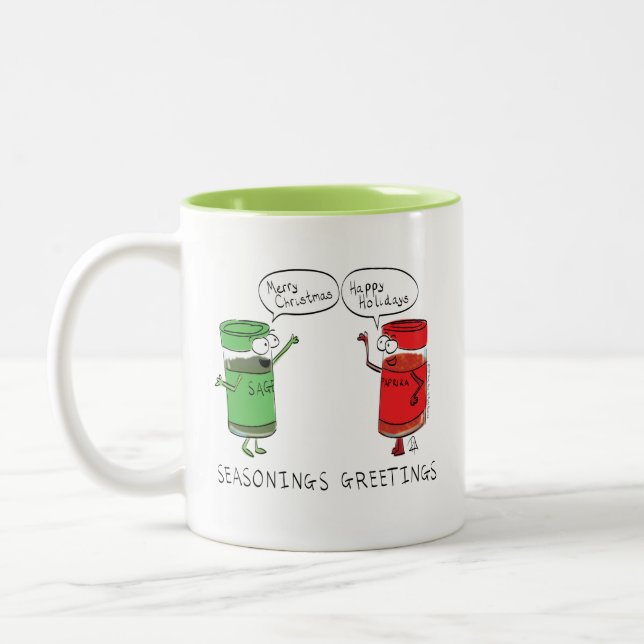 Christmas Cooking Funny Chef Spices Two-Tone Coffee Mug (Left)