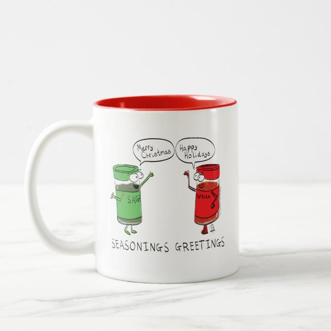 Christmas Cooking Funny Chef Spices Two-Tone Coffee Mug (Left)