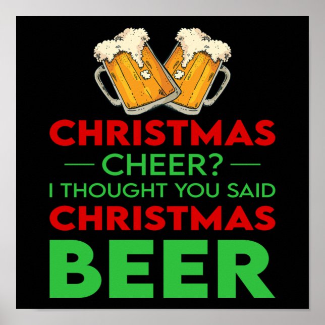 Christmas Cool Beer Drinking Winter Holiday Gift Poster (Front)
