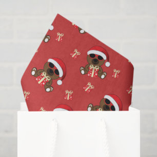 Christmas Cool Santa Bear sunglasses gift pattern Tissue Paper