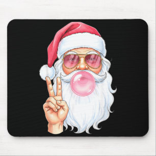 Christmas Cool Santa Bubble Gum Peace Sign Retro S Mouse Mat