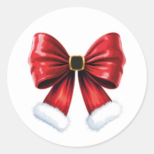Christmas Coquette Bow Classic Round Sticker