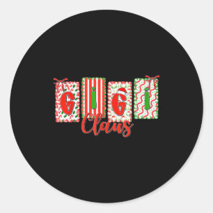Christmas Coquette Bow Gigi Claus Xmas Family Matc Classic Round Sticker