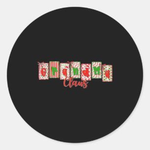 Christmas Coquette Bow Grandma Claus Xmas Family M Classic Round Sticker