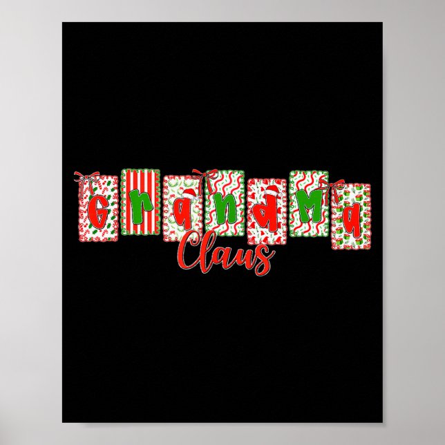 Christmas Coquette Bow Grandma Claus Xmas Family M Poster (Front)