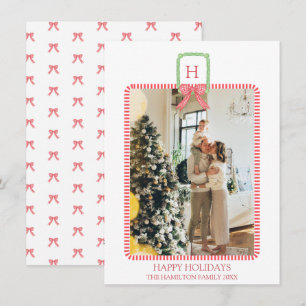 Christmas Coquette Bow Photo Grandmillennial Holiday Card