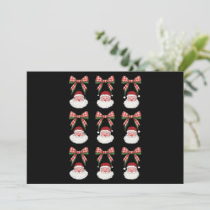 Christmas Coquette Bow Santa Vintage Xmas Retro Holiday Card