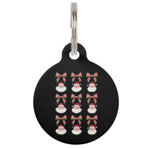 Christmas Coquette Bow Santa Vintage Xmas Retro Pet Tag
