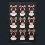 Christmas Coquette Bow Santa Vintage Xmas Retro Tea Towel<br><div class="desc">Christmas Coquette Bow Santa Vintage Xmas Retro</div>