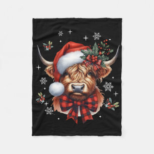Christmas Coquette Cow Cute Moo Cow Xmas Holiday Fleece Blanket