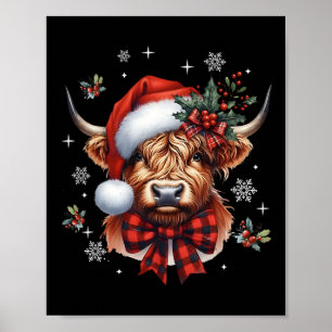 Christmas Coquette Cow Cute Moo Cow Xmas Holiday  Poster