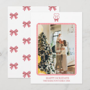 Christmas Coquette Crest Photo Grandmillennial Holiday Card