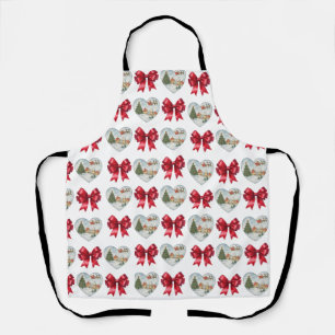 Christmas Coquette Heart and Bows Pattern Apron