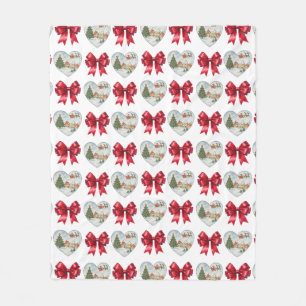 Christmas Coquette Heart and Bows Pattern Fleece Blanket