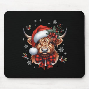 Christmas Coquette Highland Cow Cute Moo Cow Xmas  Mouse Mat