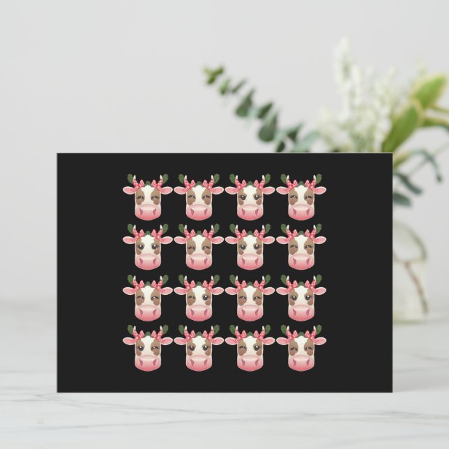 Christmas Coquette Highland Cow Western Xmas  Holiday Card (Standing Front)