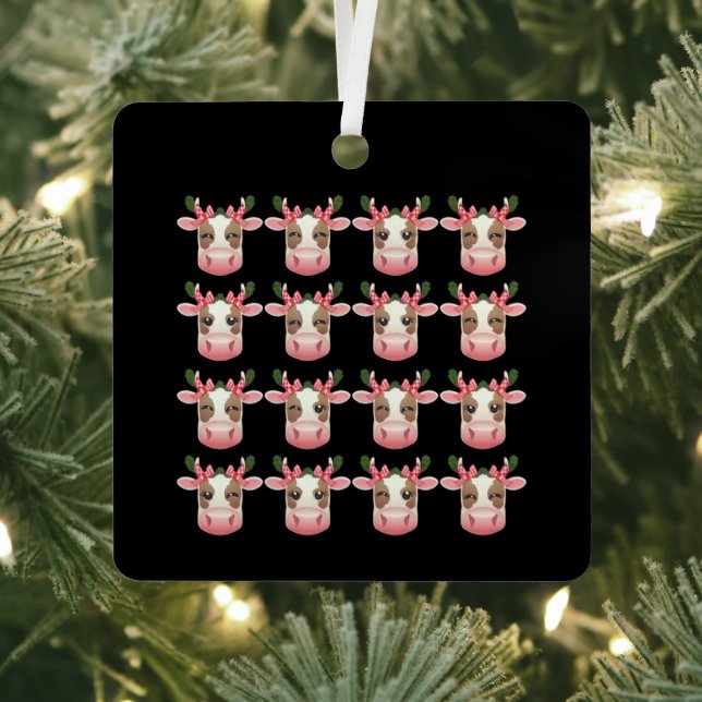 Christmas Coquette Highland Cow Western Xmas  Metal Tree Decoration (Insitu)