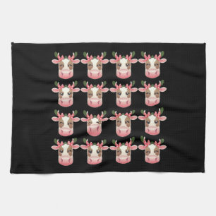 Christmas Coquette Highland Cow Western Xmas Tea Towel