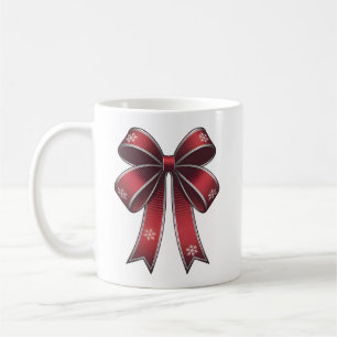 Christmas Coquette Red Bow & Snowflakes Mug
