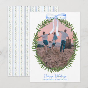 Christmas Coquette Wreath Photo Grandmillennial Holiday Card