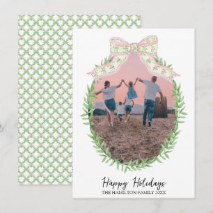Christmas Coquette Wreath Photo Grandmillennial Holiday Card