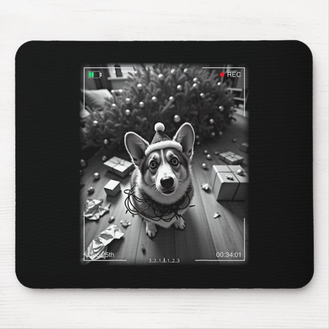 Christmas Corgi Caught On Camera  Mouse Mat (Front)