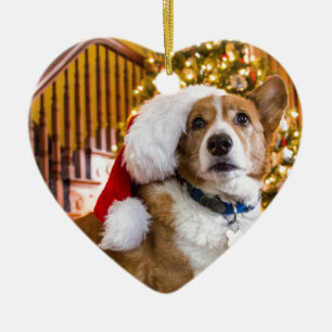 Christmas Corgi Ceramic Tree Decoration