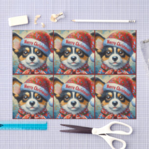 Christmas Corgi Dog Puppy Decoupage Tissue Paper