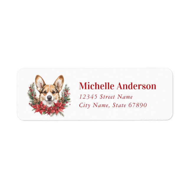 Christmas Corgi Dog Return Address Labels (Front)
