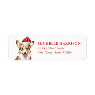 Christmas Corgi Dog Return Address Labels