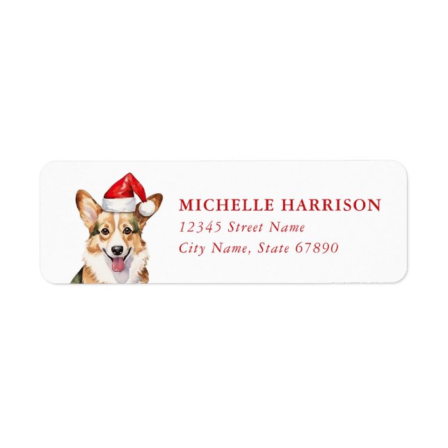 Christmas Corgi Dog Return Address Labels (Front)