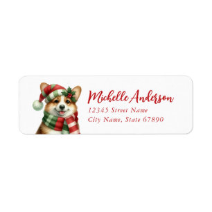 Christmas Corgi Dog Return Address Labels