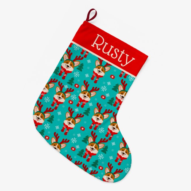 Christmas Corgi Dog Stocking (Front (Hanging))