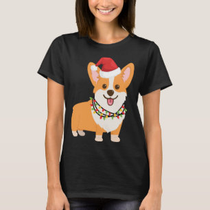 Christmas Corgi Dog with Santa Hat and Christmas L T-Shirt