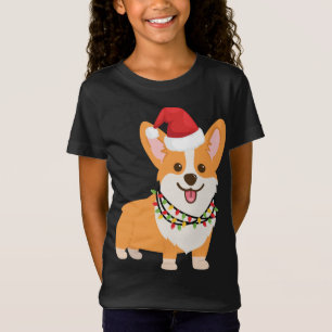 Christmas Corgi Dog with Santa Hat and Christmas L T-Shirt