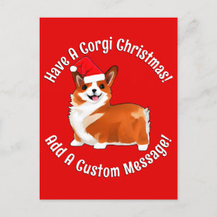 Christmas Corgi Dog With Santa Hat Postcard