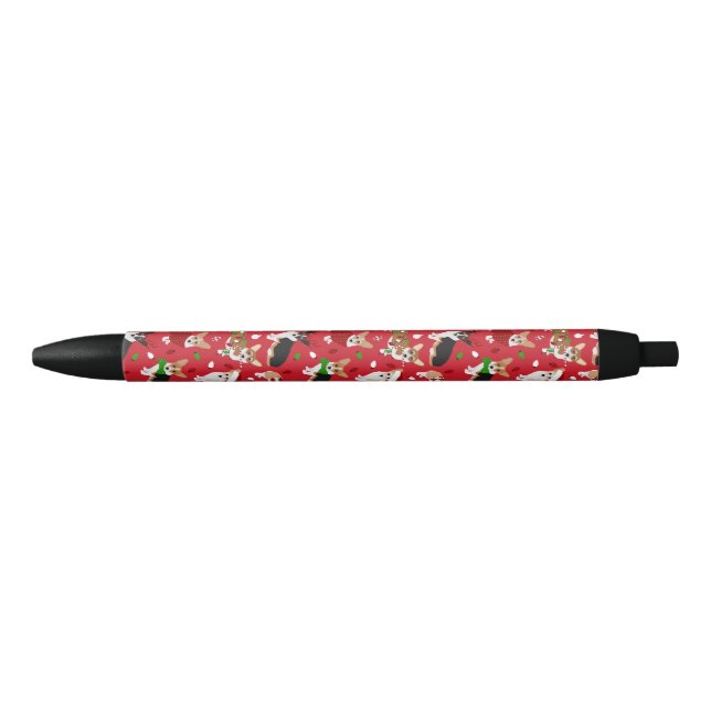 Christmas Corgi Dogs Black Ink Pen (Front)