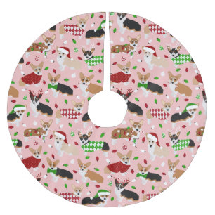 Christmas Corgi Dogs Brushed Polyester Tree Skirt