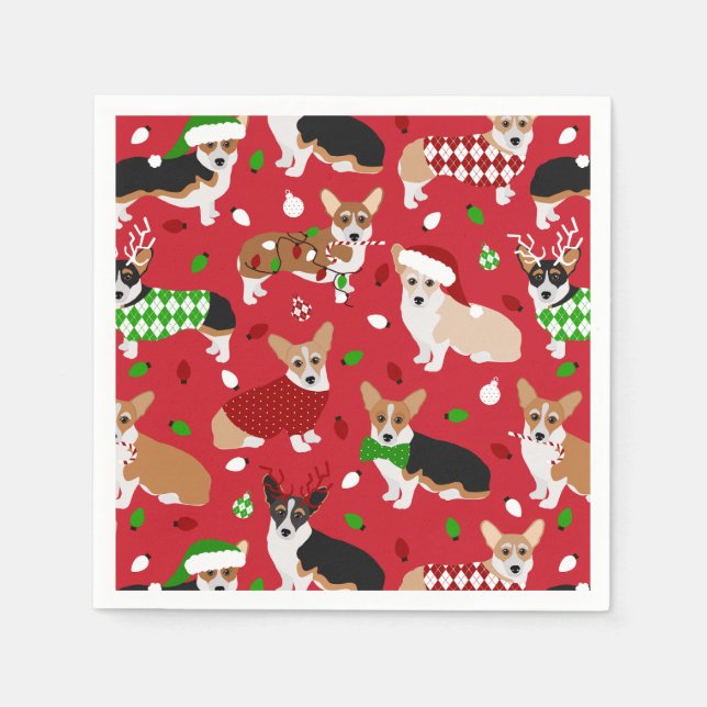 Christmas Corgi Dogs Napkin (Front)