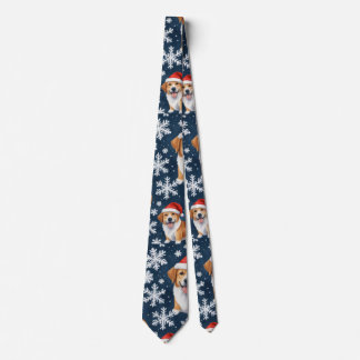 Christmas Corgi Dogs & Snowflakes Holiday Pattern Tie