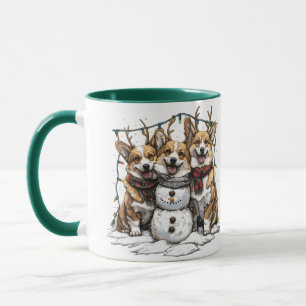 Christmas Corgi Dogs Snowman Mug